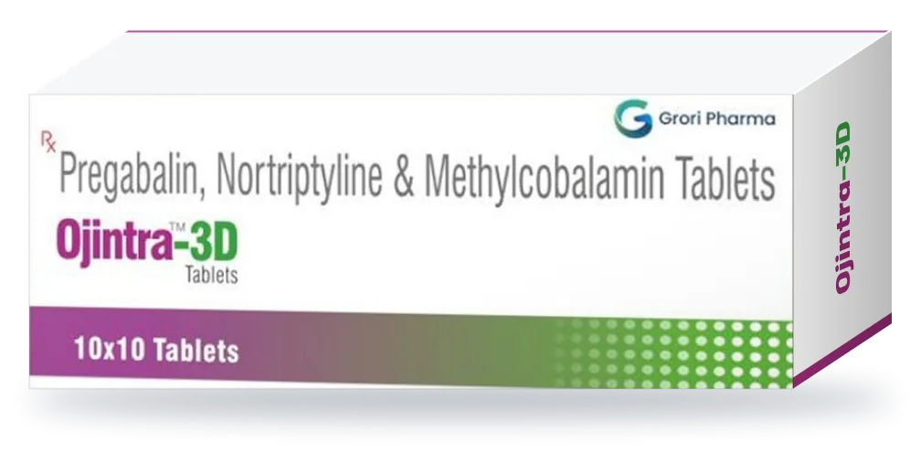 Ojintra-3D pack: Pregabalin 75 mg + Methylcobalamin 1500 mcg + Nortriptyline Hydrochloride 10 mg