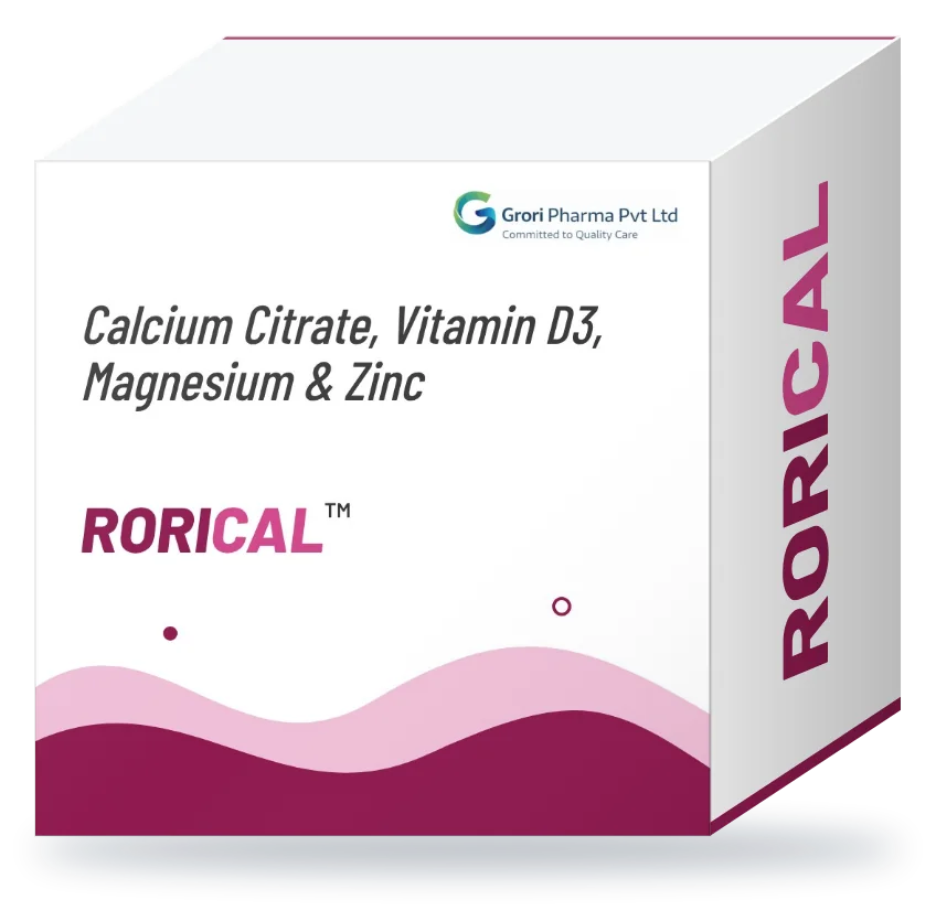 Rorical pack: Calcium Citrate 1000 mg + Vitamin D3 200 IU + Elemental Magnesium 100 mg + Elemental Zinc 4 mg